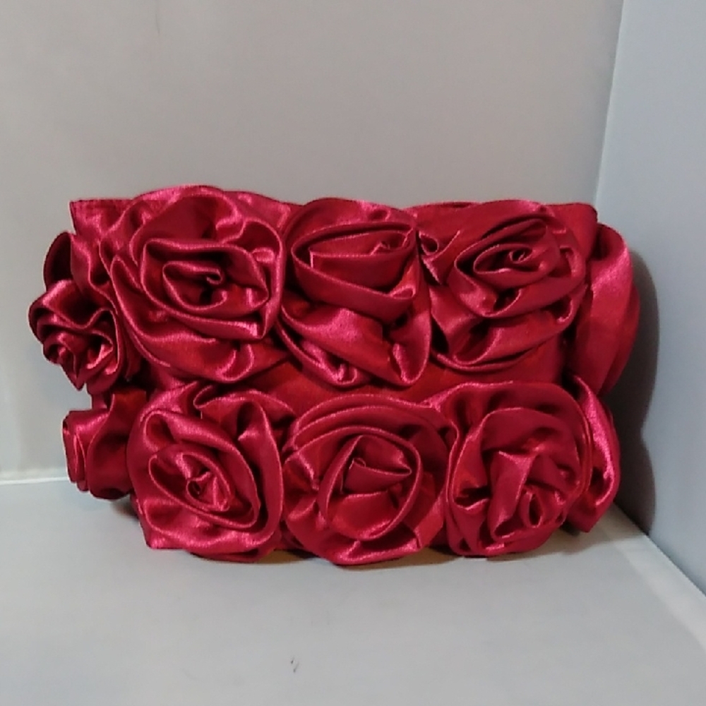 Darling Red Satin Rose Clutch